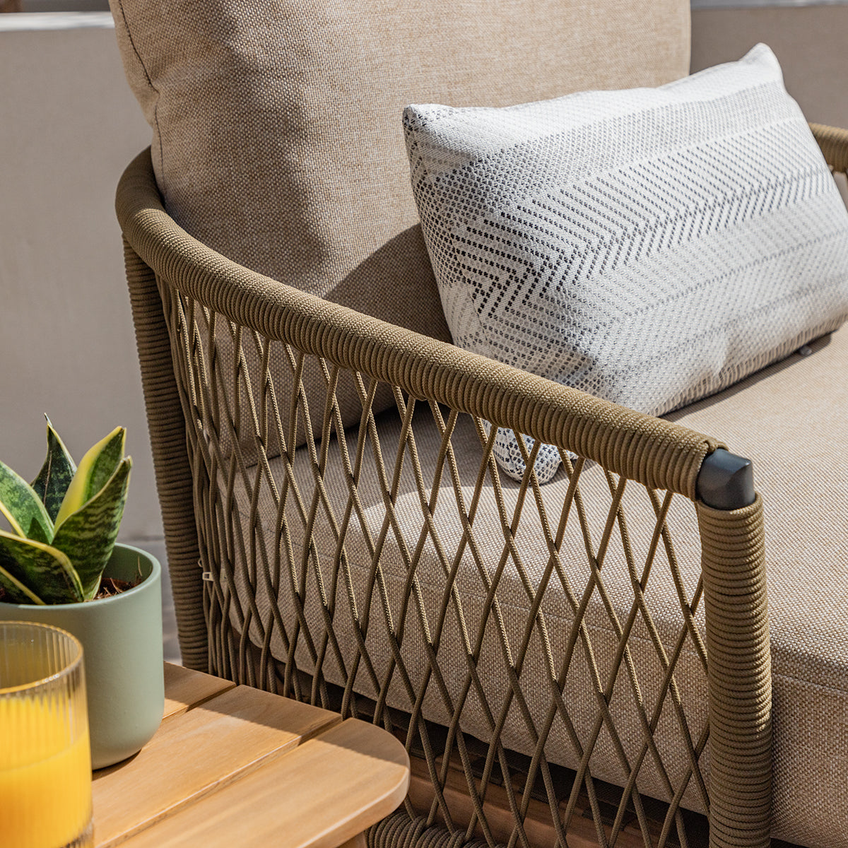 Bali Rope Weave Sunlounger Set - Sandstone