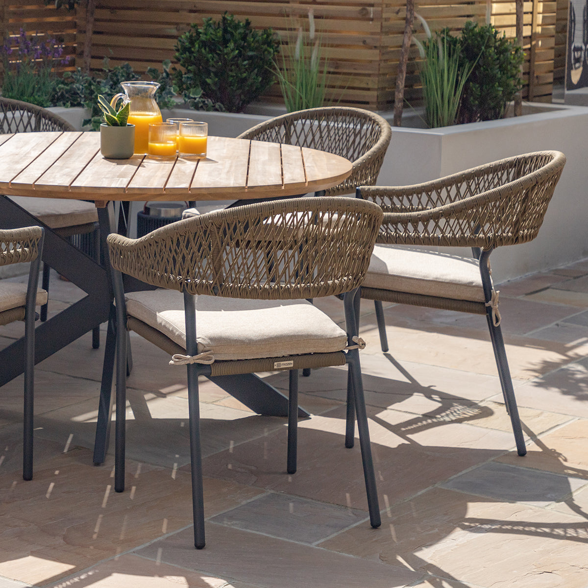 Bali 6 Seat Round Dining Set - Sandstone