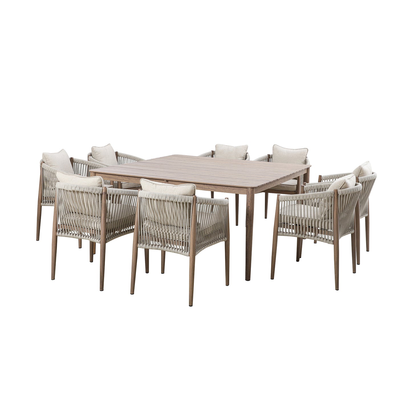 Havana 8 Seat Square Dining Set - Natural Linen