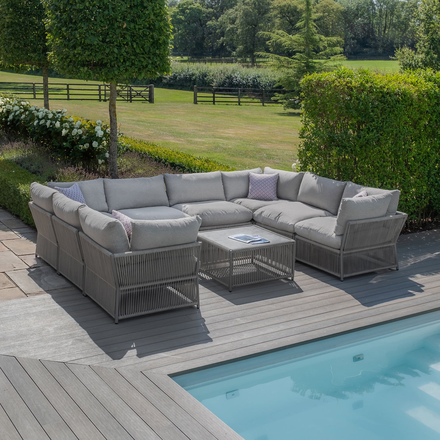 Maldives U Shape Sofa Set - Cool Linen