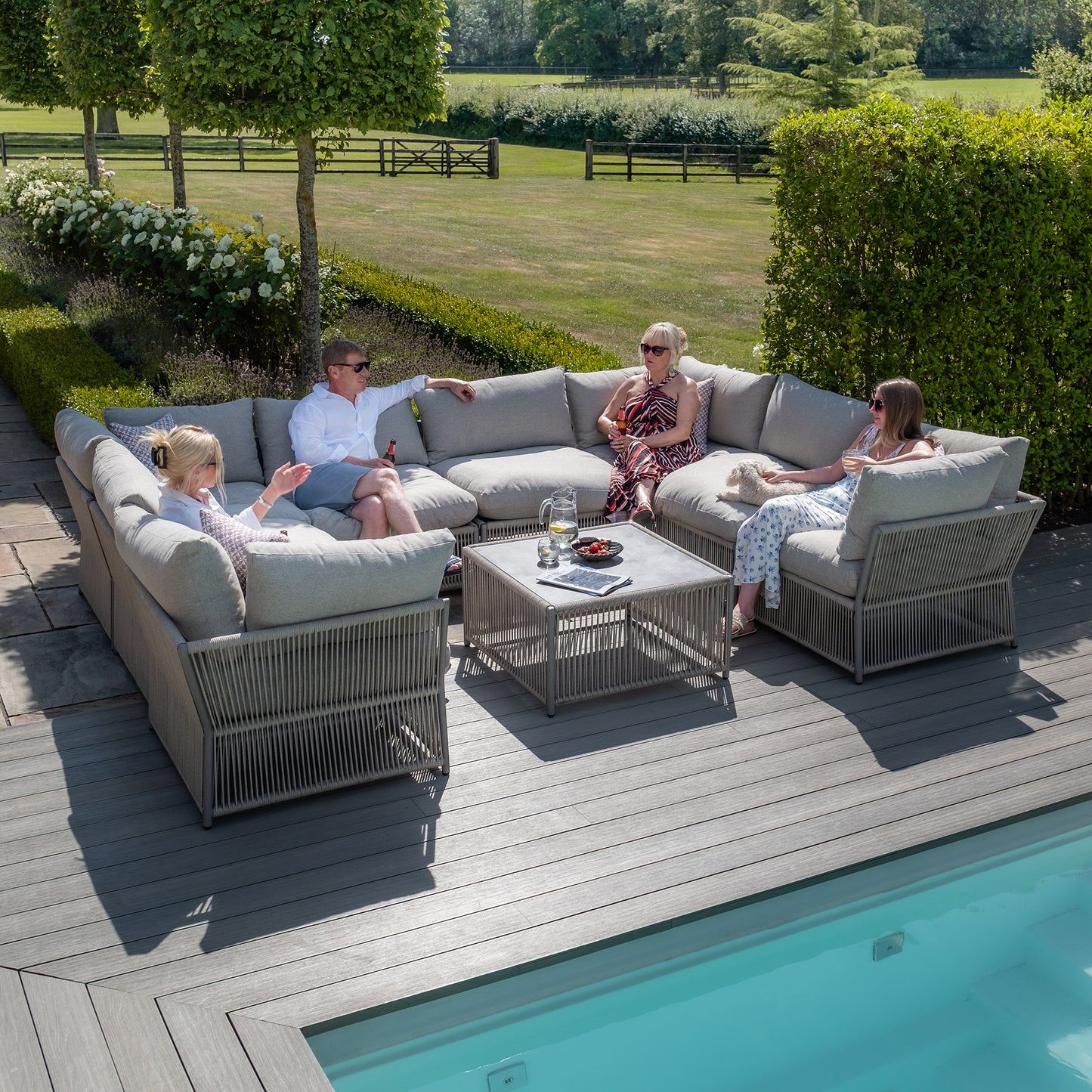 Maldives U Shape Sofa Set - Cool Linen