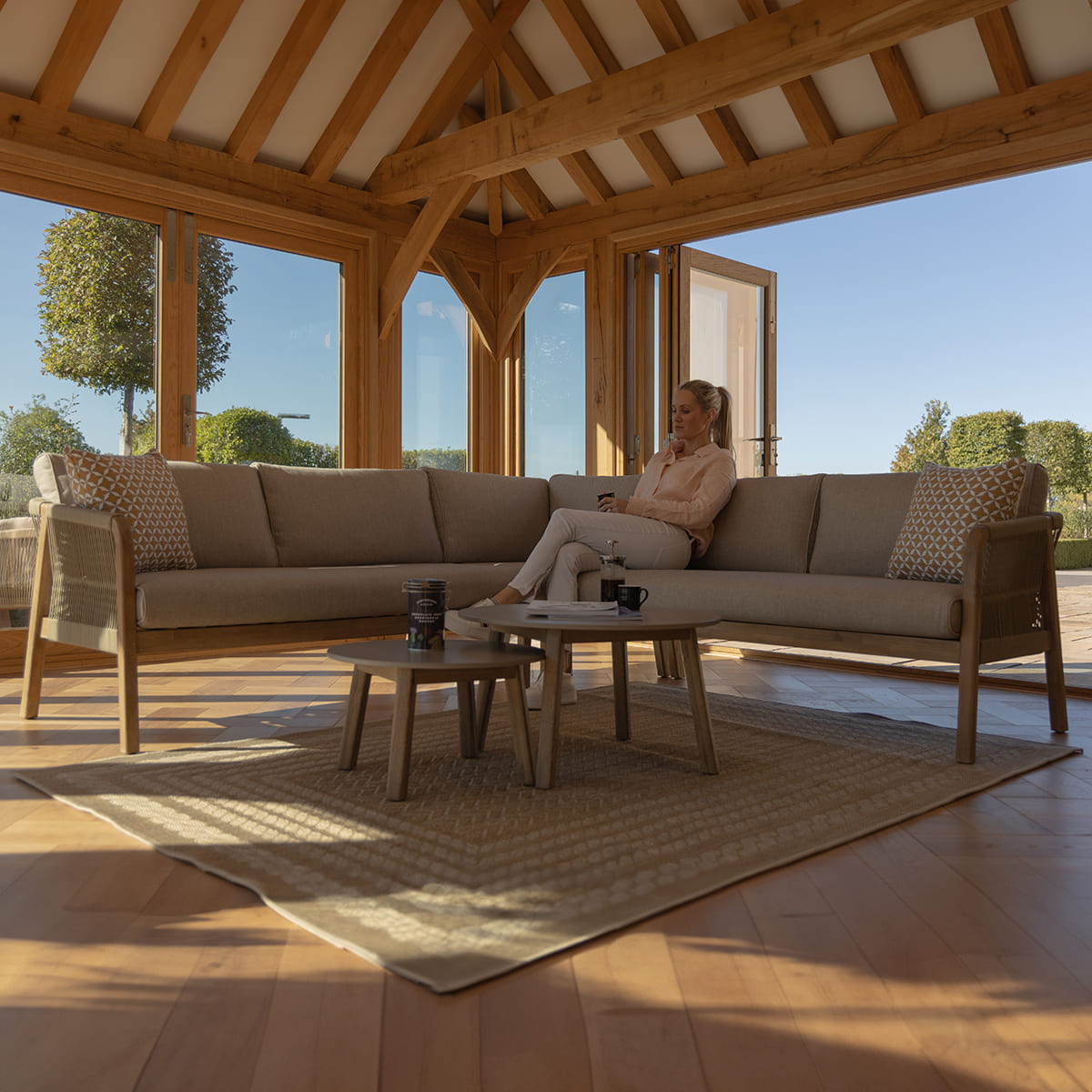 Martinique Corner Sofa Set - Light Brown