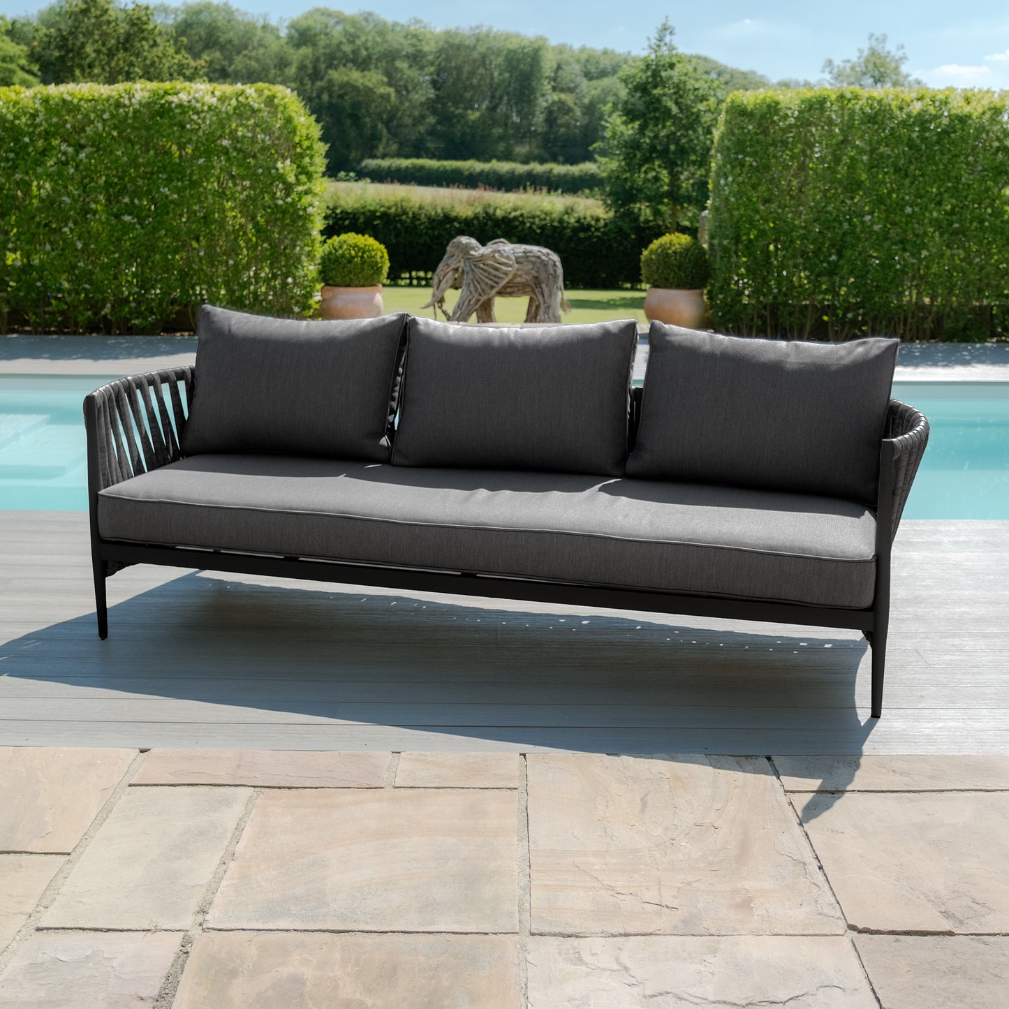 Milan 3 Seat Sofa Set - Charcoal