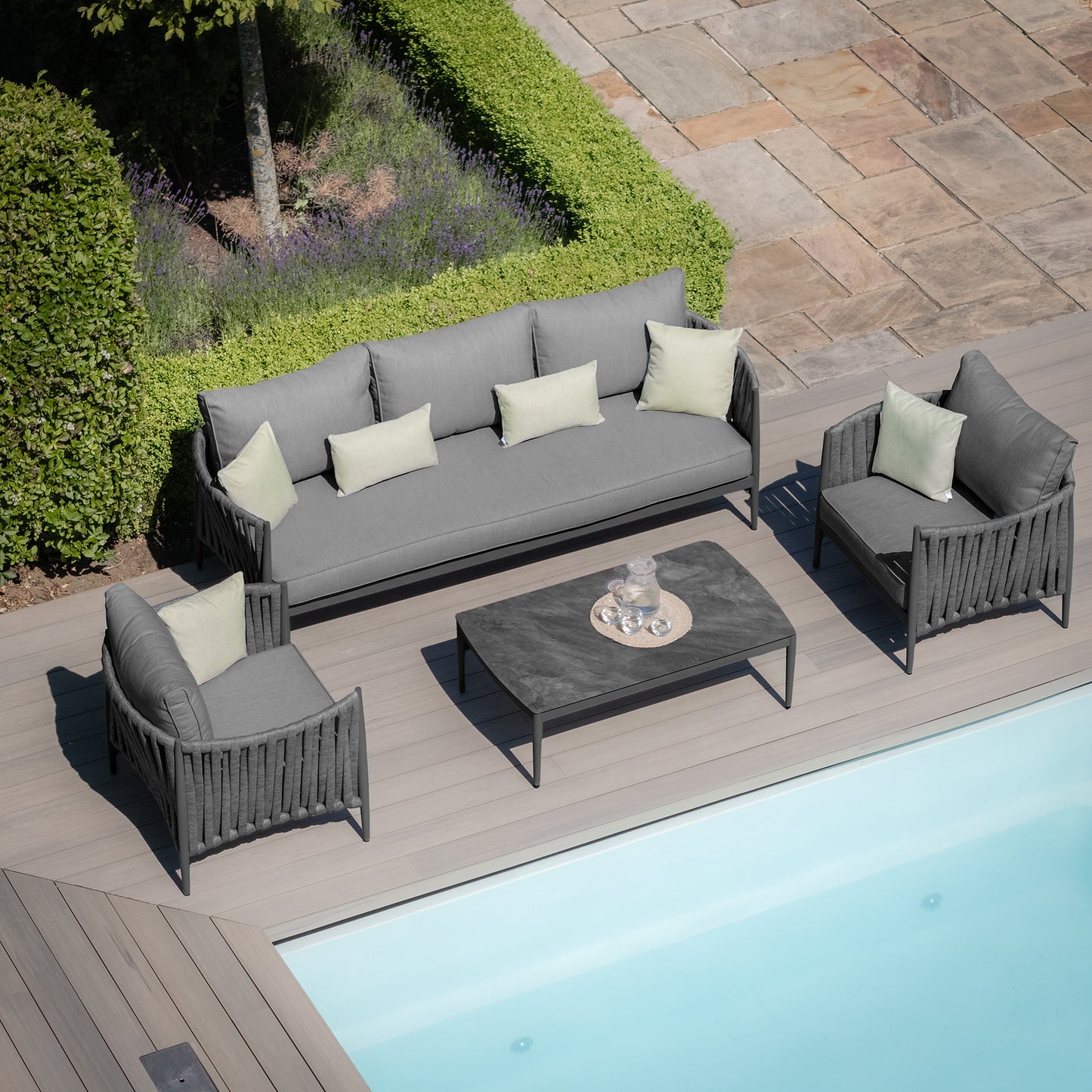 Milan 3 Seat Sofa Set - Charcoal