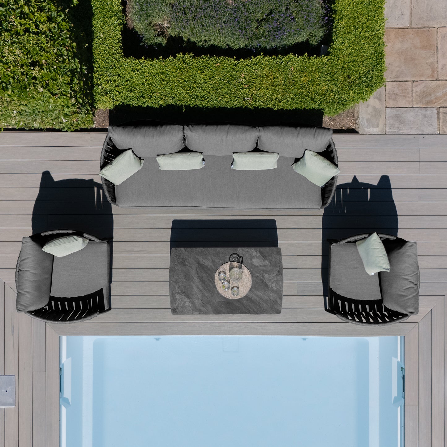 Milan 3 Seat Sofa Set - Charcoal