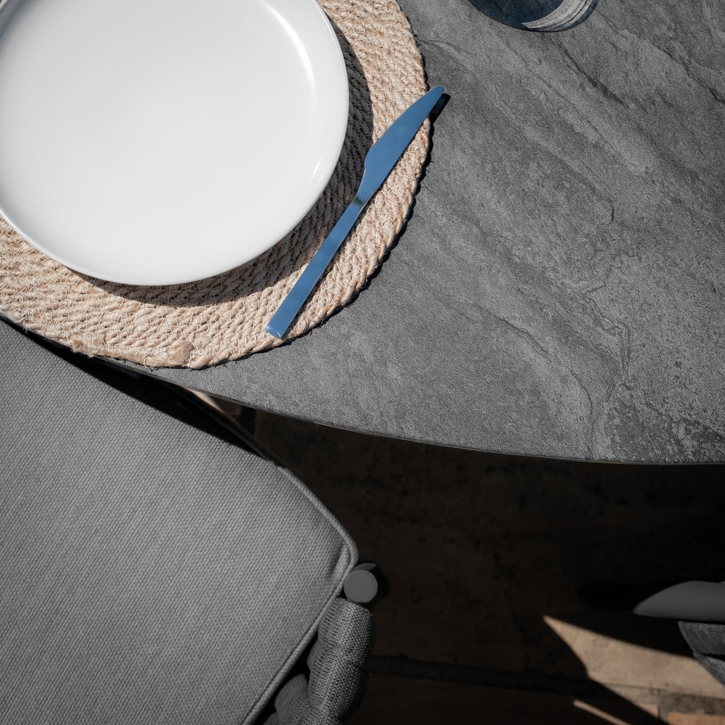 Milan 6 Seat Oval Dining Set With Lazy Susan - Charcoal