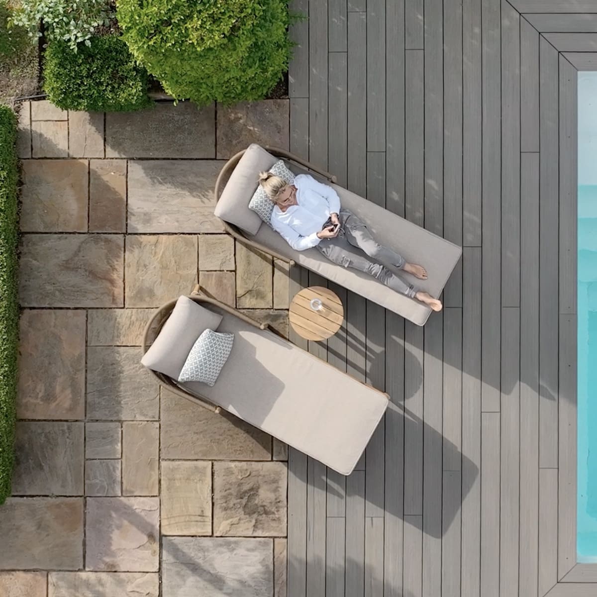 Porto Double Sunlounger Set - Sandstone