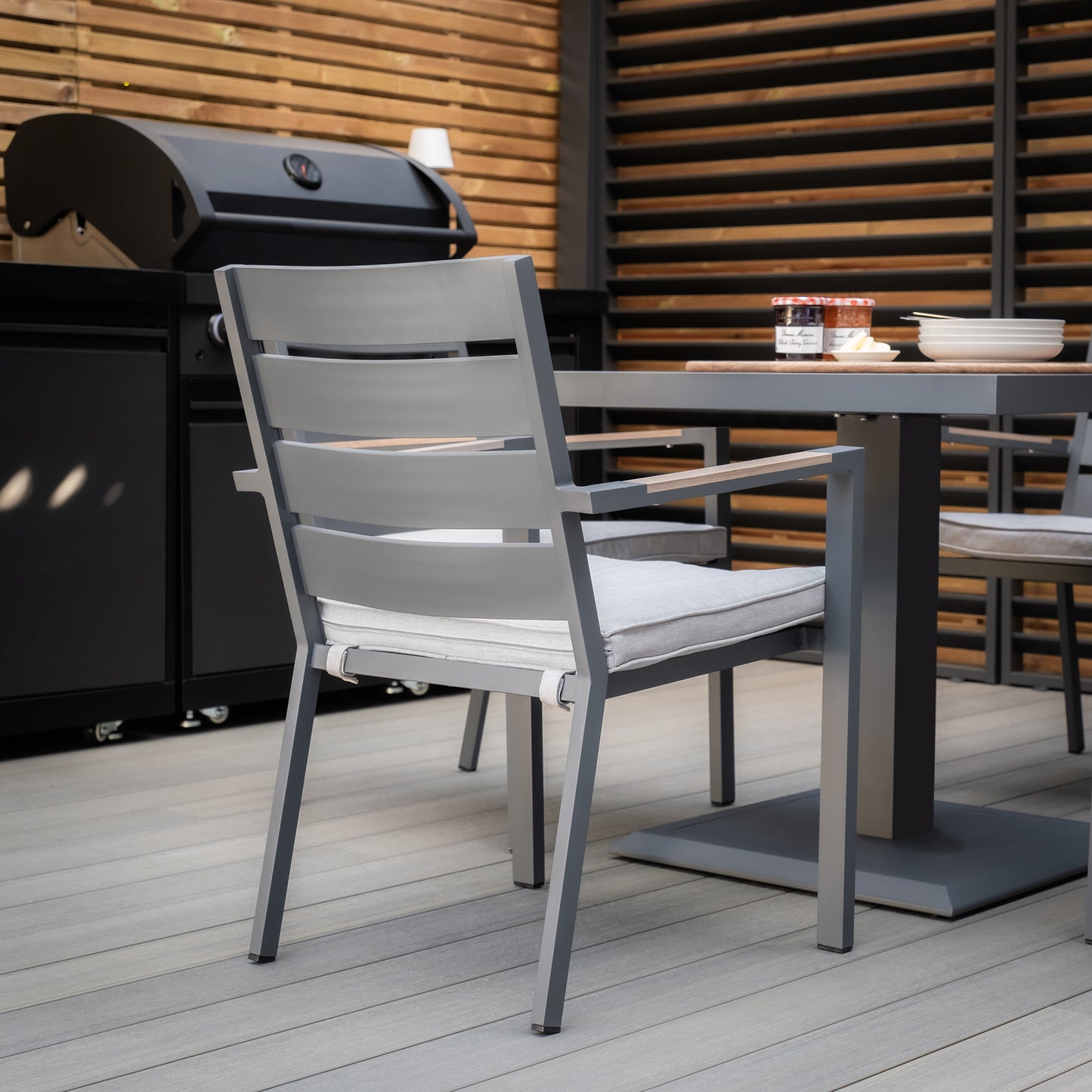 Vancouver 4 Seat Square Dining Set - Dove Grey