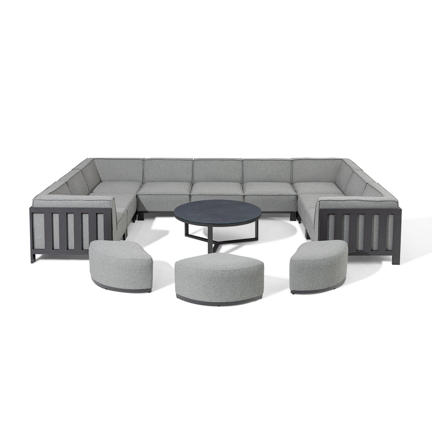 Ibiza U Shape Sofa Set With Round Coffee Table - Zinc Grey