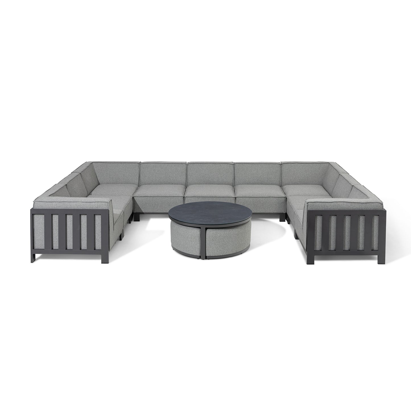 Ibiza U Shape Sofa Set With Round Coffee Table - Zinc Grey