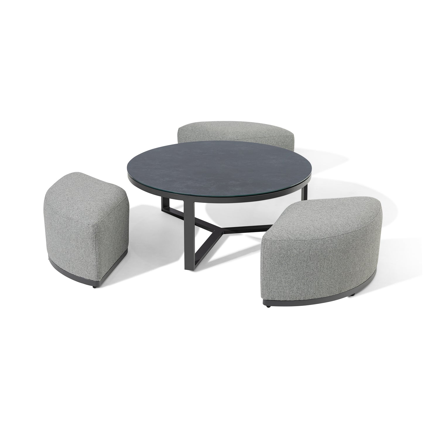 Ibiza U Shape Sofa Set With Round Coffee Table - Zinc Grey