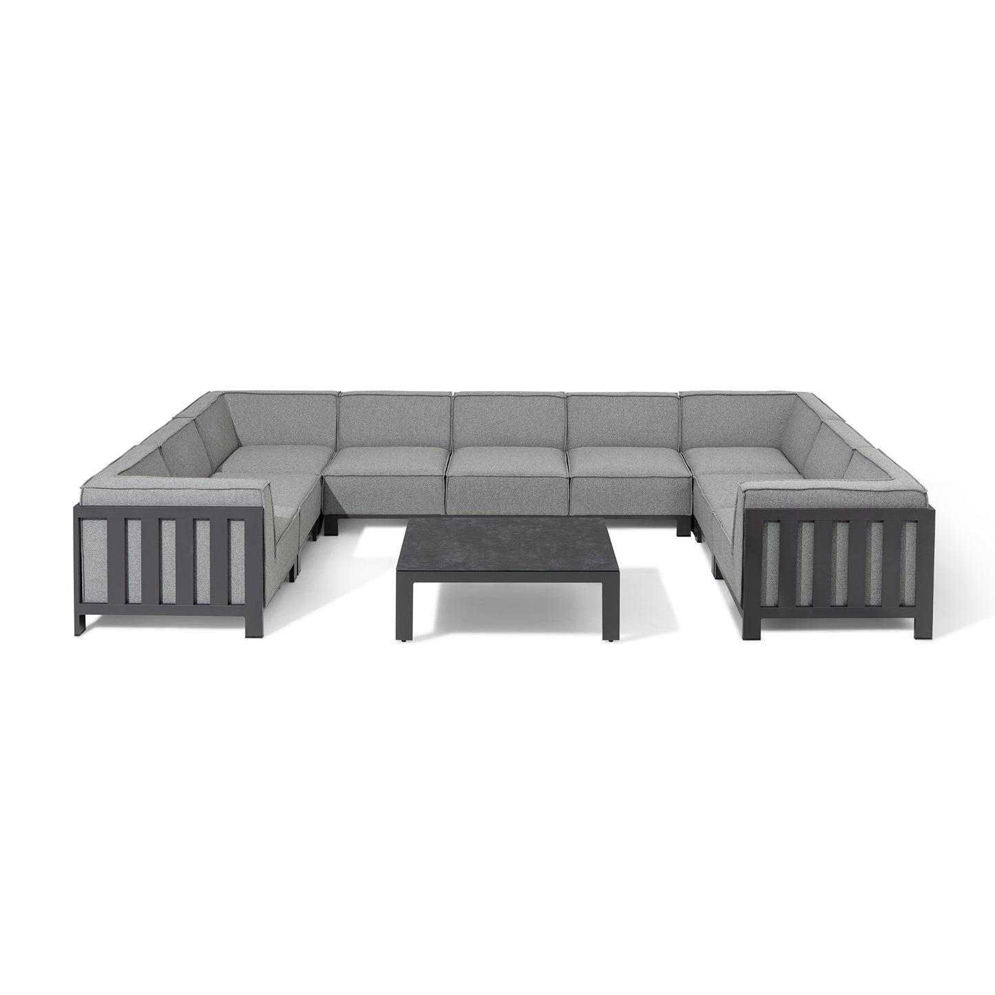 Ibiza U Shape Sofa Set With Square Coffee Table - Zinc Grey