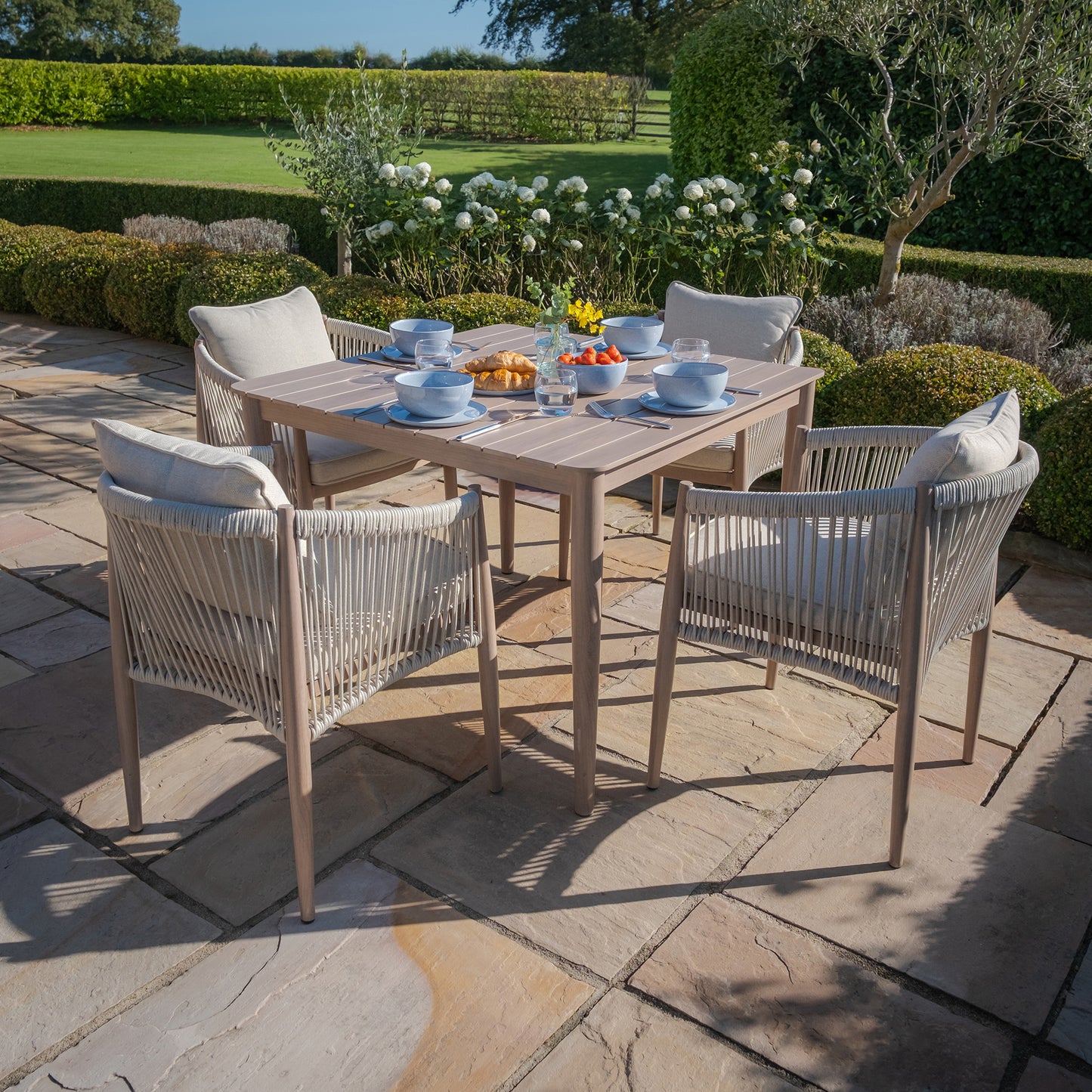 Havana 4 Seat Square Dining Set - Natural Linen