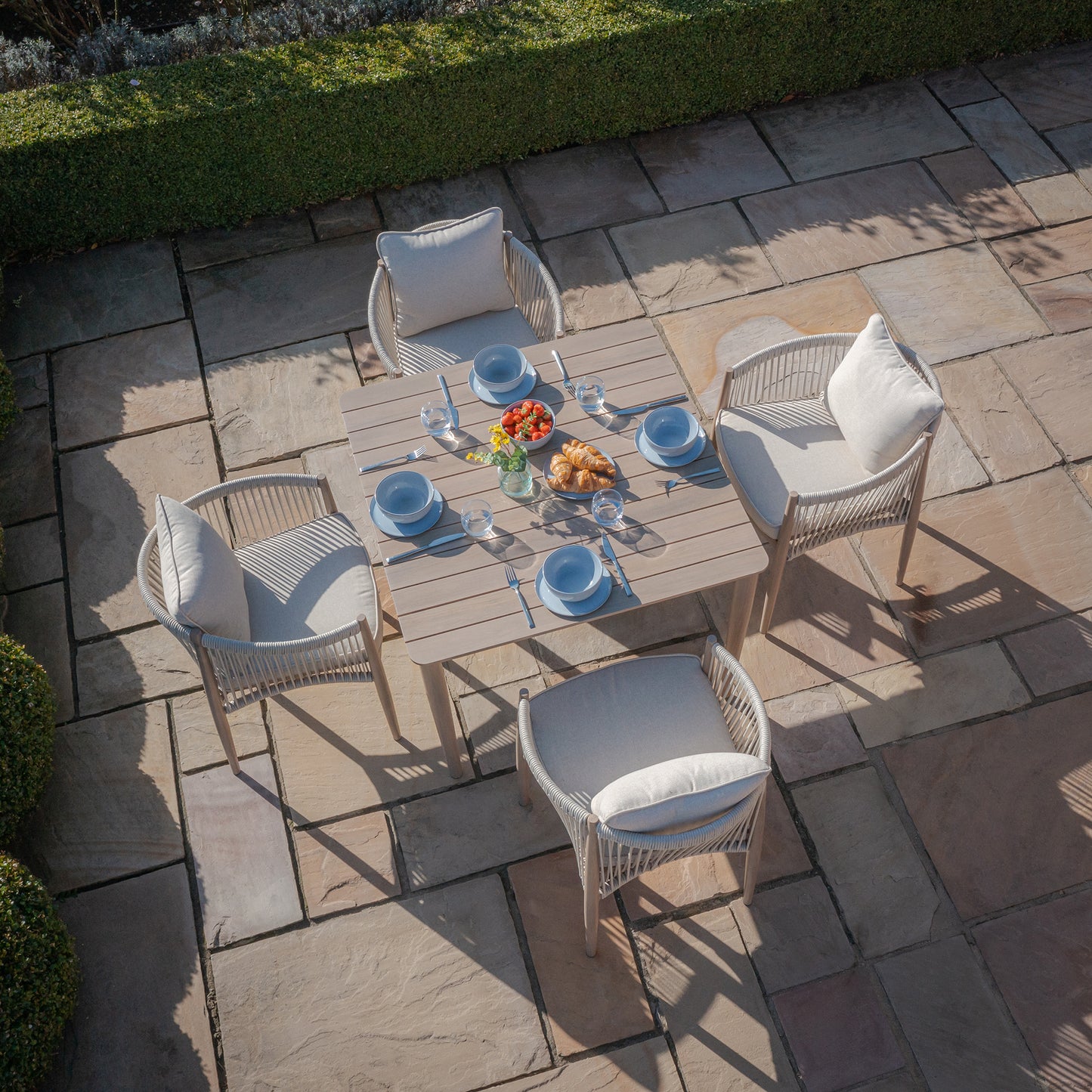 Havana 4 Seat Square Dining Set - Natural Linen