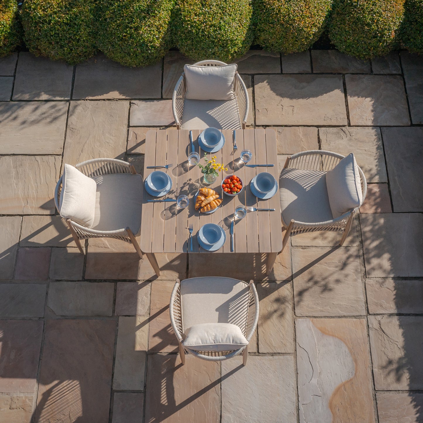 Havana 4 Seat Square Dining Set - Natural Linen