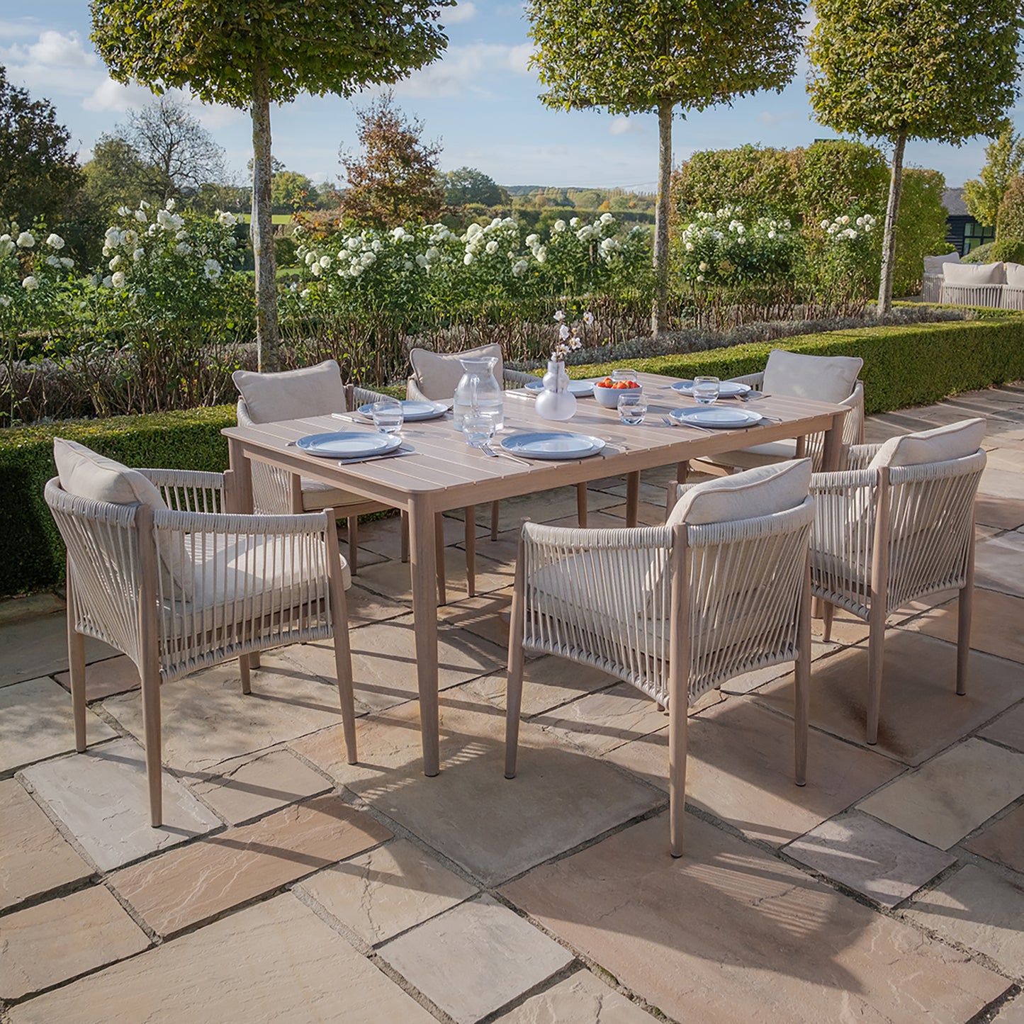 Havana 6 Seat Rectangular Dining Set - Natural Linen