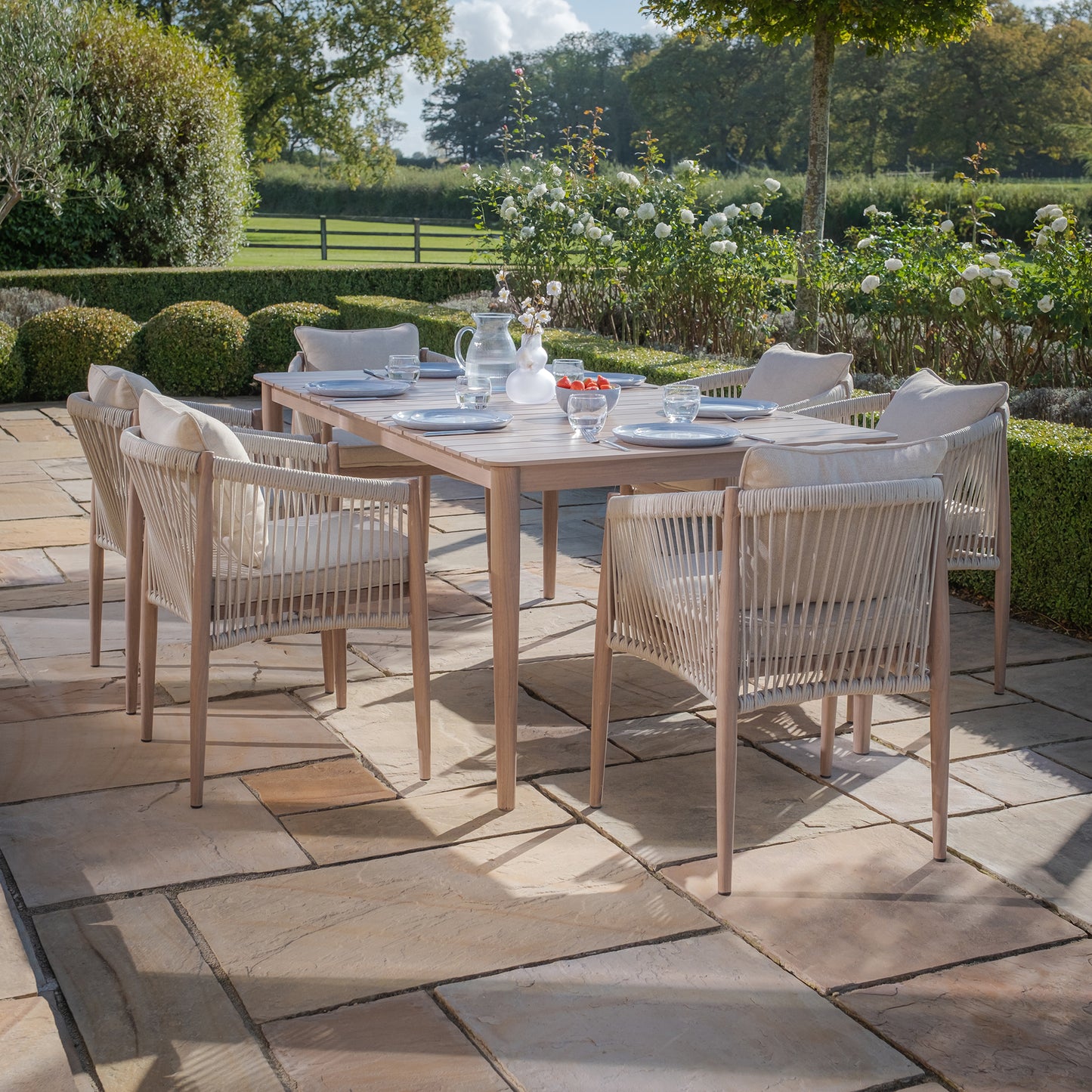 Havana 6 Seat Rectangular Dining Set - Natural Linen