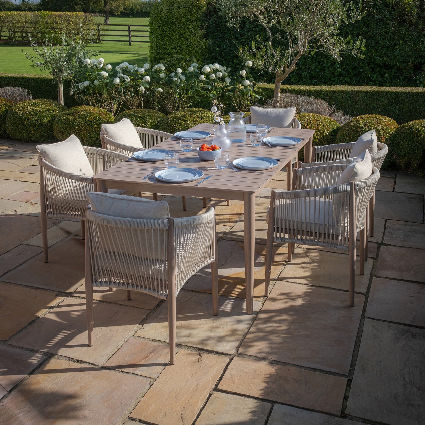 Havana 6 Seat Rectangular Dining Set - Natural Linen