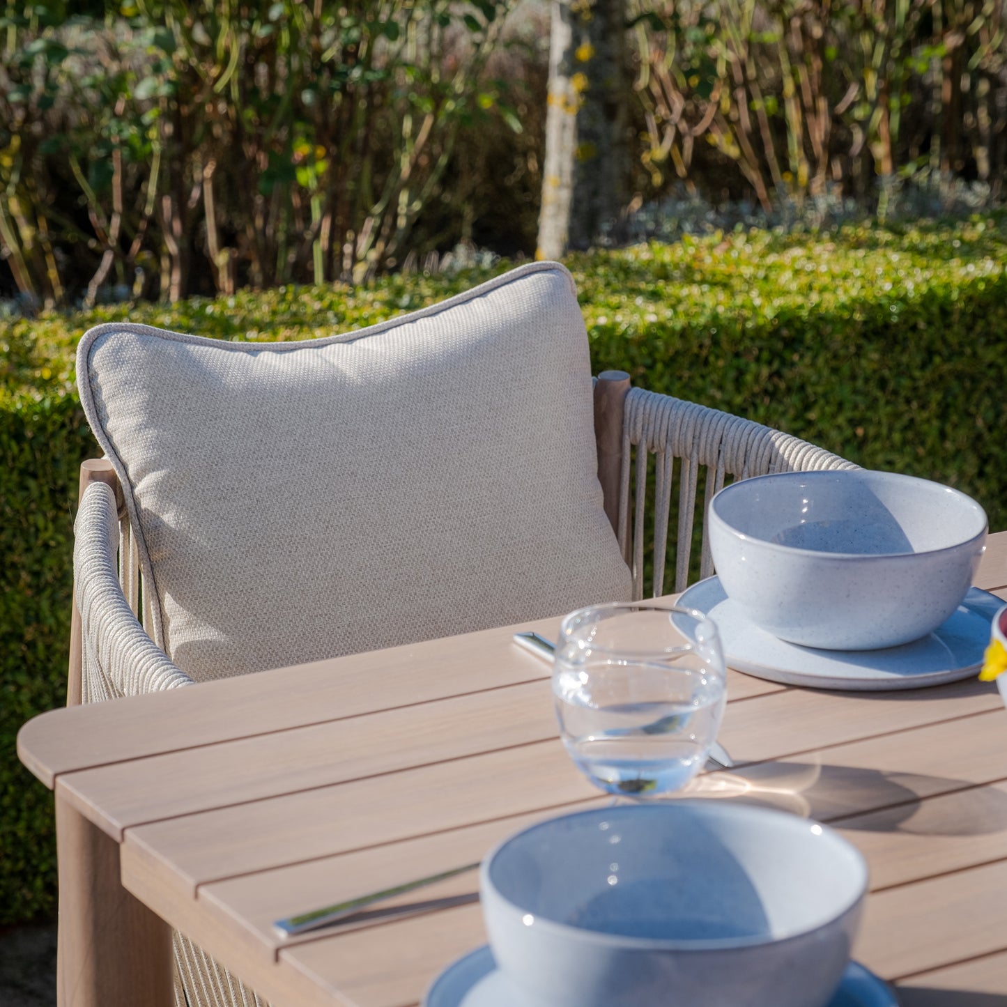 Havana 8 Seat Square Dining Set - Natural Linen