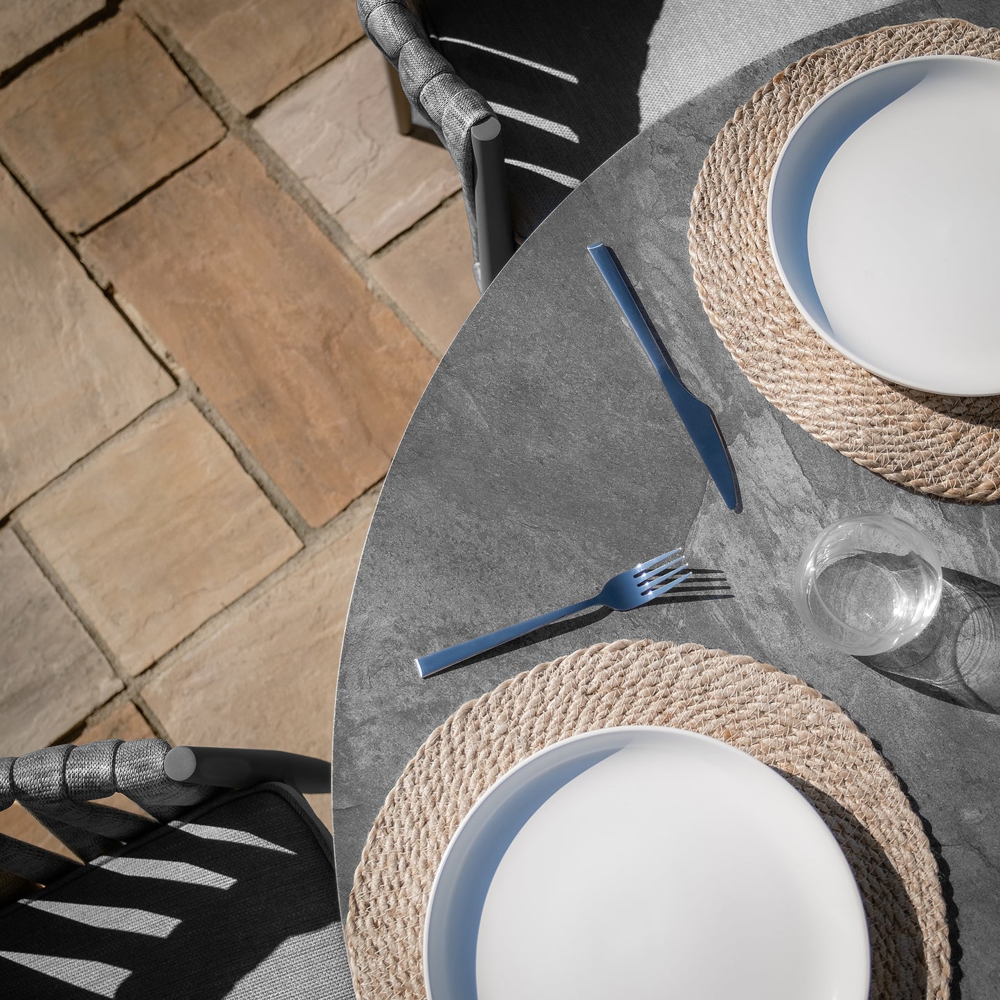 Milan 4 Seat Round Dining Set With Lazy Susan - Charcoal
