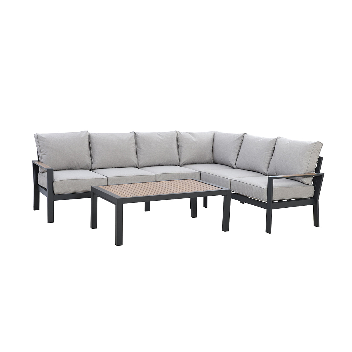 Vancouver Large Corner Sofa Set With Rectangular Table - Dove Grey